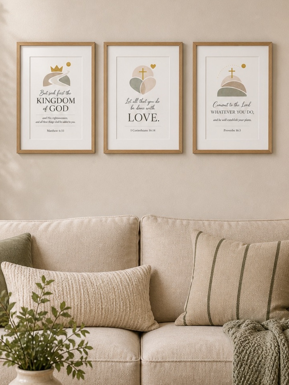 DDS 3-Set, Art Prints, 8x10, Bible Verse, Paper Print, Unframed, Boho Series